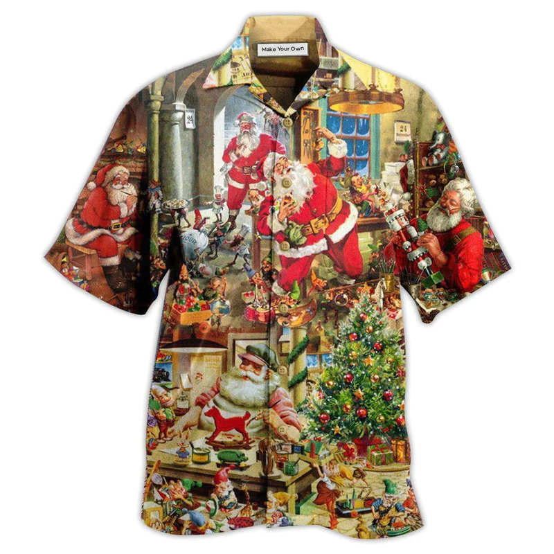 Christmas Santa's Toy Workshop Christmas Night - Hawaiian Shirt