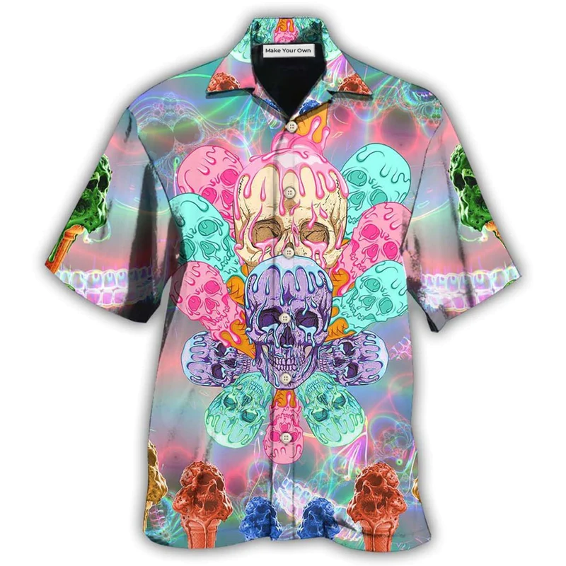 Hawaiian Shirt / Adults / S Skull Ice Cream Cooling - Hawaiian Shirt - Reefox