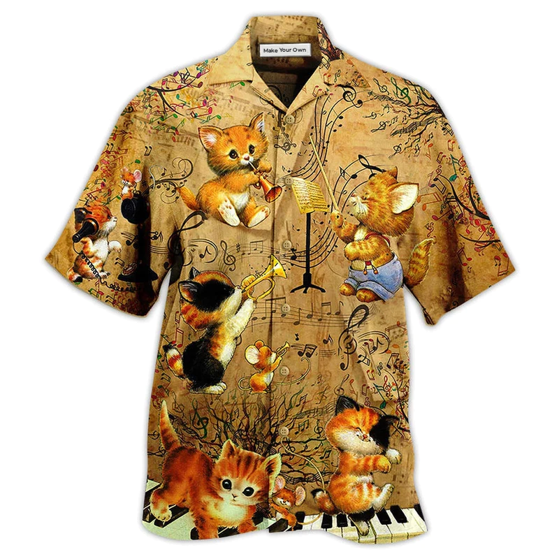 Hawaiian Shirt / Adults / S Cat Baby Love Music - Hawaiian Shirt - Reefox