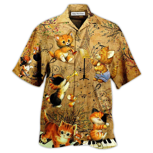 Hawaiian Shirt / Adults / S Cat Baby Love Music - Hawaiian Shirt - Reefox