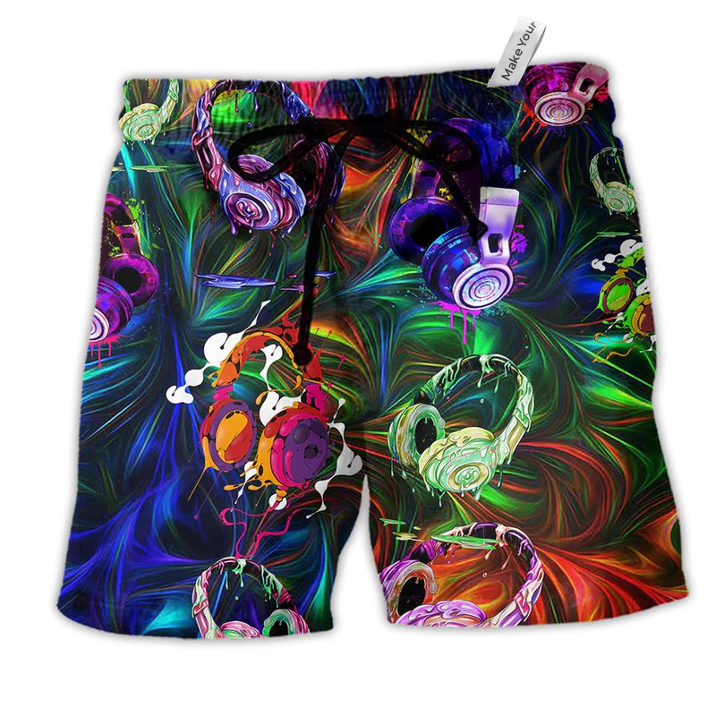 Beach Short / Adults / S Headphone Amazing Colorful - Beach Short Reefox - Owls Matrix LTD
