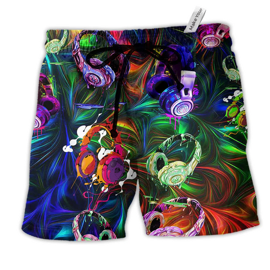 Beach Short / Adults / S Headphone Amazing Colorful - Beach Short Reefox - Owls Matrix LTD