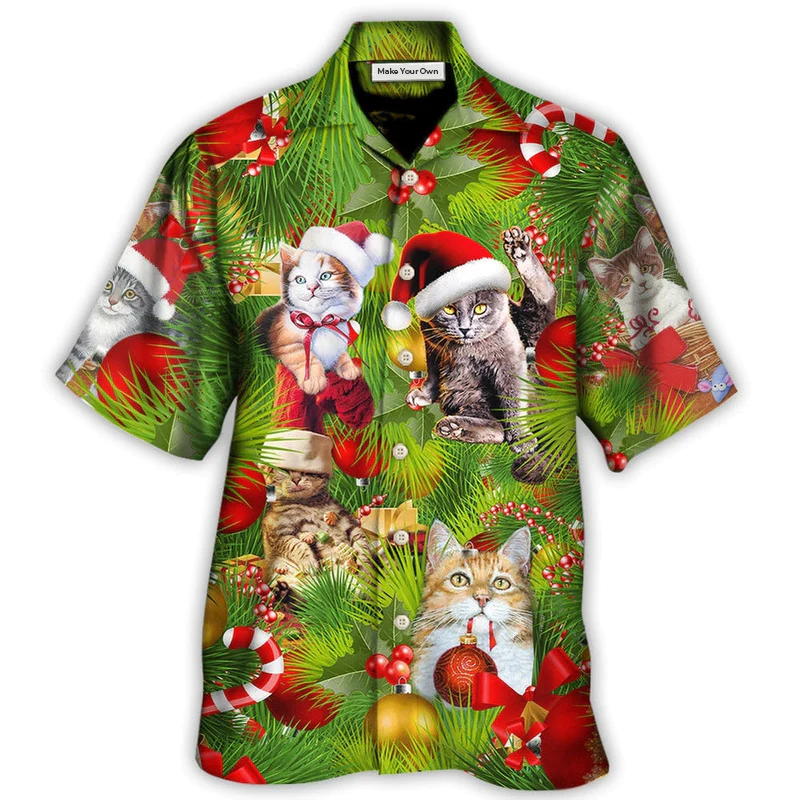 Hawaiian Shirt / Adults / S Christmas Cat It's Lazy Day - Hawaiian Shirt - Reefox