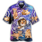 Hawaiian Shirt / Adults / S Cat Tabby Cat Yoga Galaxy Yoga Pose Funny - Hawaiian Shirt - Reefox