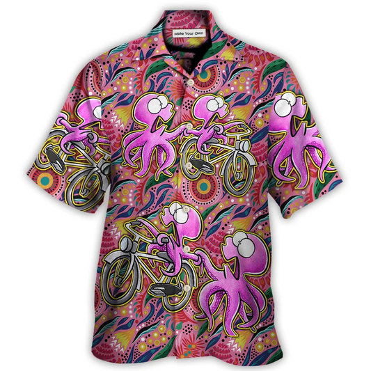 Octopus Ride Cycling Tropical Art - Hawaiian Shirt - Reefox
