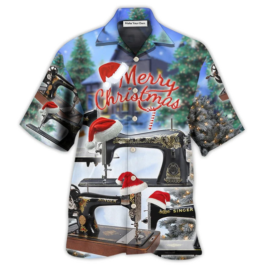 Hawaiian Shirt / Adults / S Sewing Machine Merry Christmas Happy - Hawaiian Shirt - Reefox