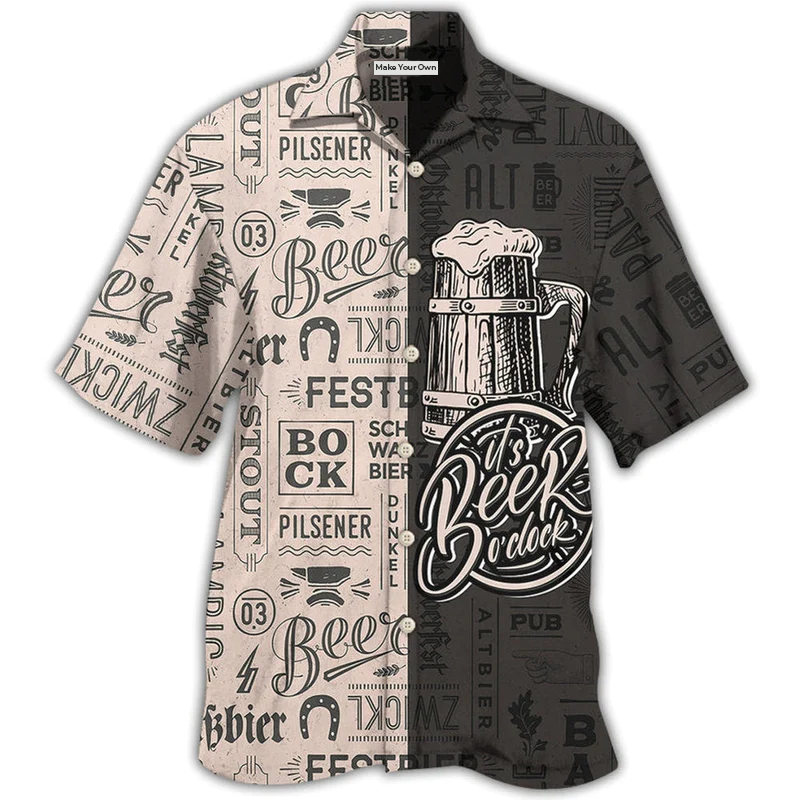 Hawaiian Shirt / Adults / S Beer It's Beer O'clock Classic Style - Hawaiian shirt - Reefox