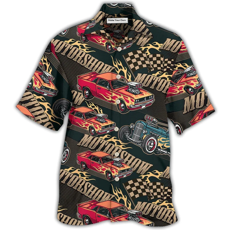 Hawaiian Shirt / Adults / S Car Racing Motorshow Fire - Hawaiian Shirt - Reefox