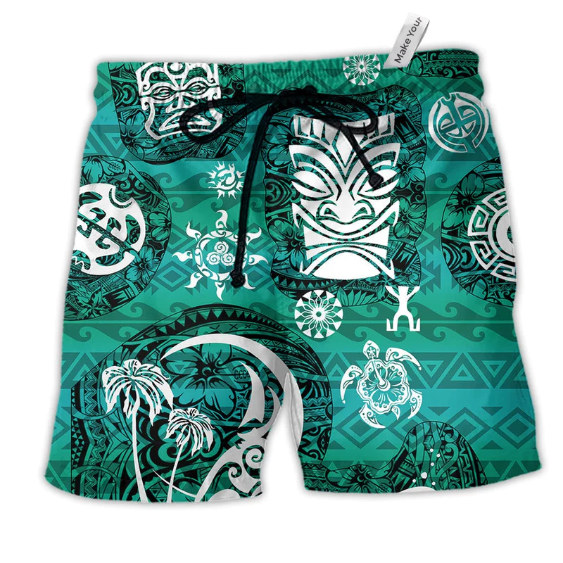Beach Short / Adults / S Tiki Love Turtle Geen - Beach Short Reefox - Owls Matrix LTD