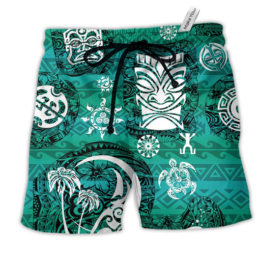 Beach Short / Adults / S Tiki Love Turtle Geen - Beach Short Reefox - Owls Matrix LTD