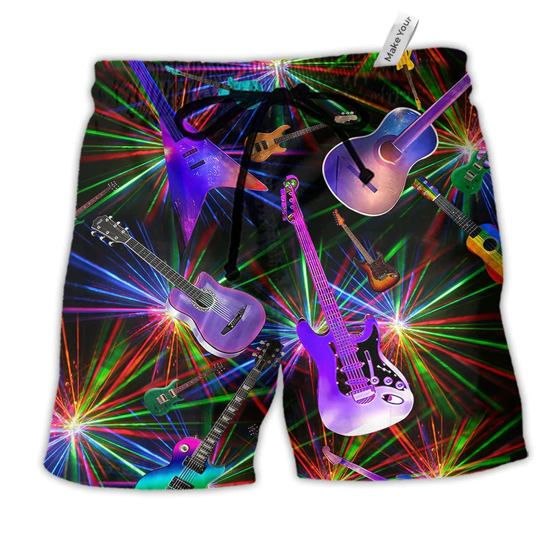 Beach Short / Adults / S Music Guitar Love Neon Color - Beach Short Reefox - Owls Matrix LTD