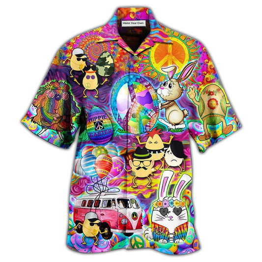 Hawaiian Shirt / Adults / S Hippie Easter Peace Life Color Funny Party - Hawaiian Shirt - Reefox