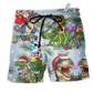 Beach Short / Adults / S Dinosaurs And Merry Xmas Colorful - Beach Short Reefox - Owls Matrix LTD