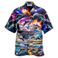 Hawaiian Shirt / Adults / S Dolphin Into The Mysterious Galaxy - Hawaiian Shirt - Reefox