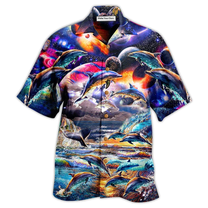 Hawaiian Shirt / Adults / S Dolphin Into The Mysterious Galaxy - Hawaiian Shirt - Reefox