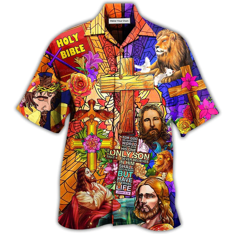 Hawaiian Shirt / Adults / S Jesus Lion And Flowers Cool - Hawaiian Shirt - Reefox