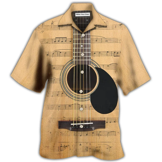 Hawaiian Shirt / Adults / S Guitar Retro Music Note - Hawaiian Shirt - Reefox