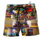 Beach Short / Adults / S Train It's Better To Travel Well Than To Arrive Colorful - Beach Short Reefox - Owls Matrix LTD