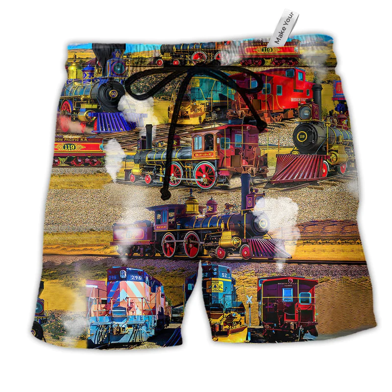 Beach Short / Adults / S Train It's Better To Travel Well Than To Arrive Colorful - Beach Short Reefox - Owls Matrix LTD