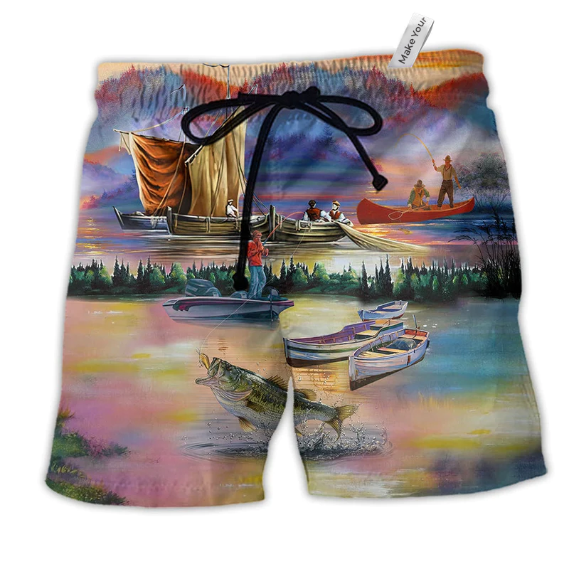 Beach Short / Adults / S Fishing Under Sunset Lover - Beach Short Reefox - Owls Matrix LTD