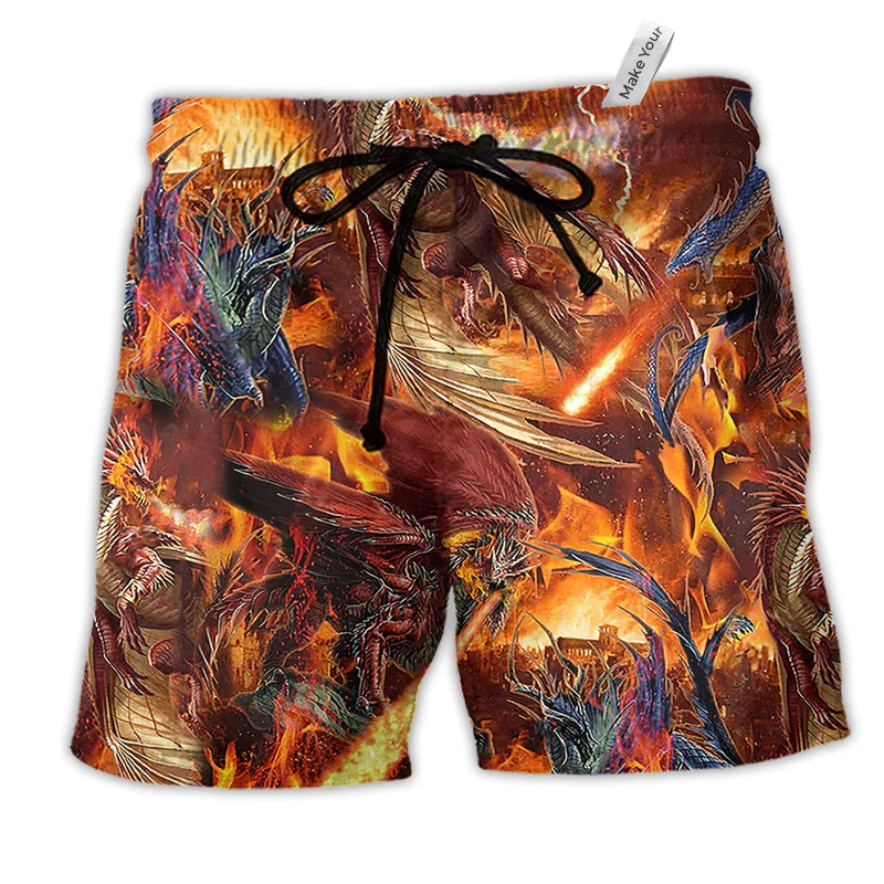 Beach Short / Adults / S Dragon Love Strong Life - Beach Short Reefox - Owls Matrix LTD