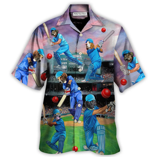 Dog Love Cricket Funny Lover Cricket And Dog - Hawaiian Shirt - Reefox