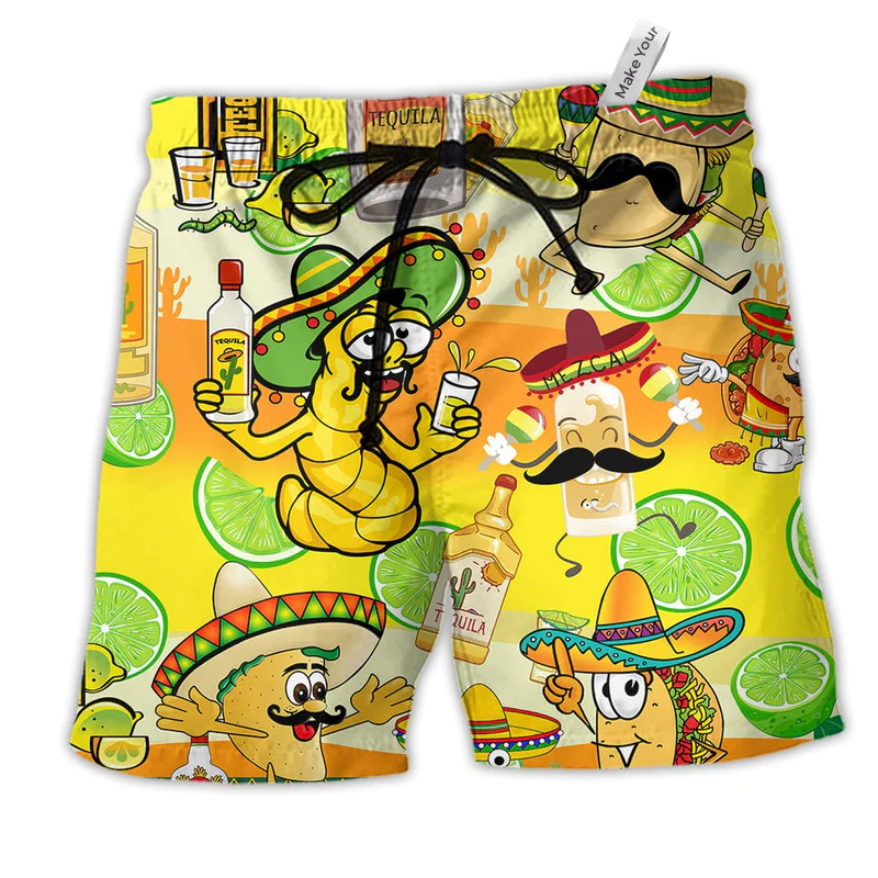 Beach Short / Adults / S Wine Tequila Magic Water For Fun People - Beach Short Reefox - Owls Matrix LTD