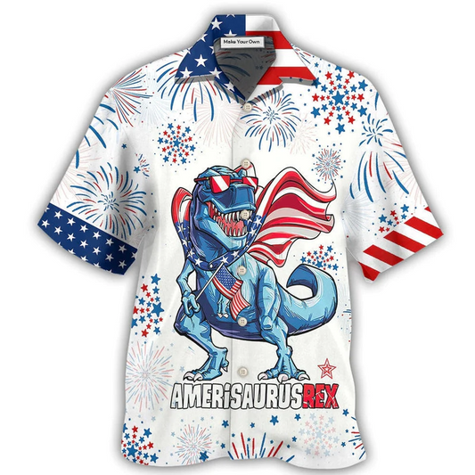 Hawaiian Shirt / Adults / S Dinosaur Independence Day Dinosaurus - Hawaiian Shirt - Reefox