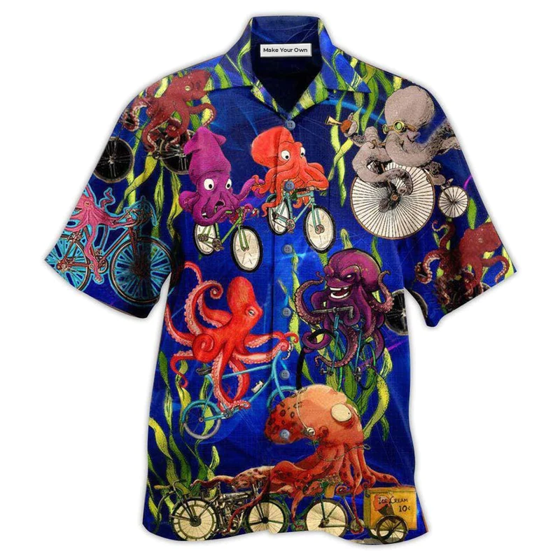 Hawaiian Shirt / Adults / S Octopus Could An Octopus Ride A Bicycle - Hawaiian Shirt - Reefox