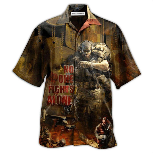 Hawaiian Shirt / Adults / S Veteran No One Fights Alone Classic Style - Hawaiian Shirt - Reefox