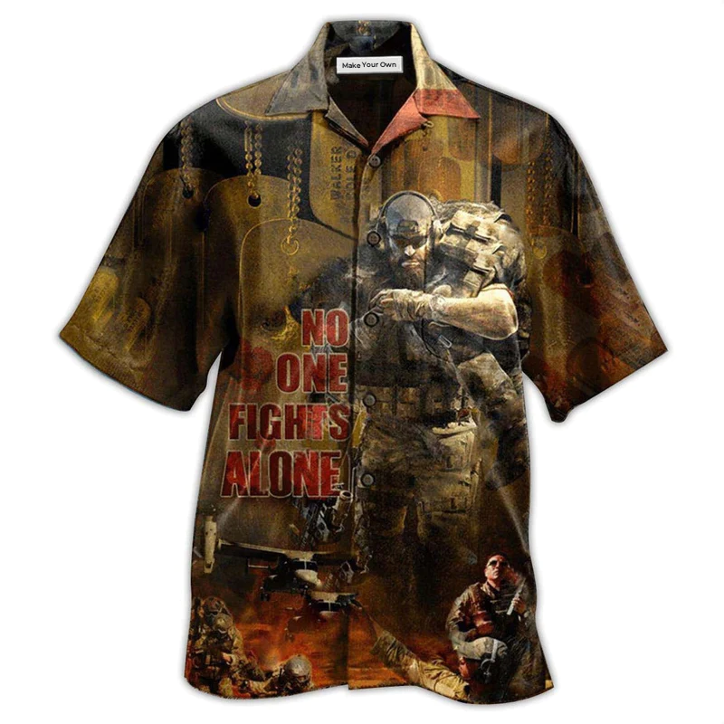 Hawaiian Shirt / Adults / S Veteran No One Fights Alone Classic Style - Hawaiian Shirt - Reefox