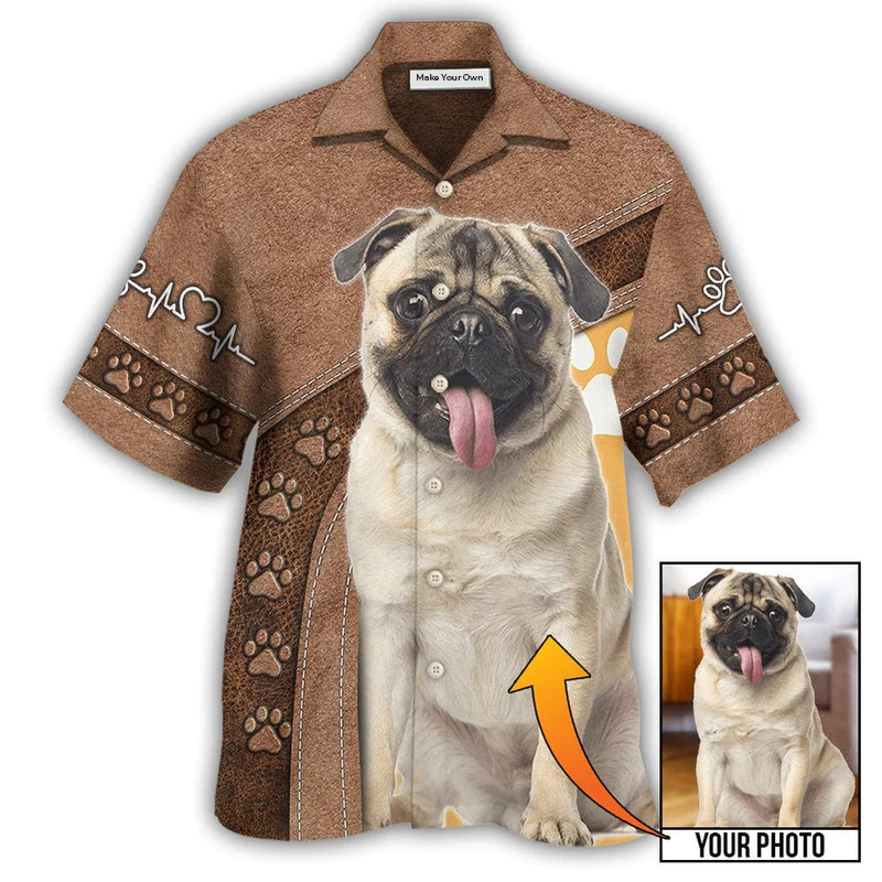 Pug / Adults / S Dog Paw My Lovely Dog Classic Custom Photo Personalized - Hawaiian Shirt - Reefox