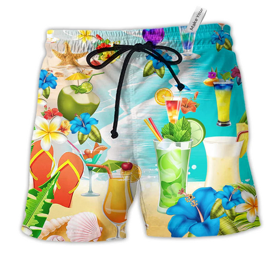 Beach Short / Adults / S Cocktails Drink Cocktails And Say Aloha Colorful - Beach Short Reefox - Owls Matrix LTD