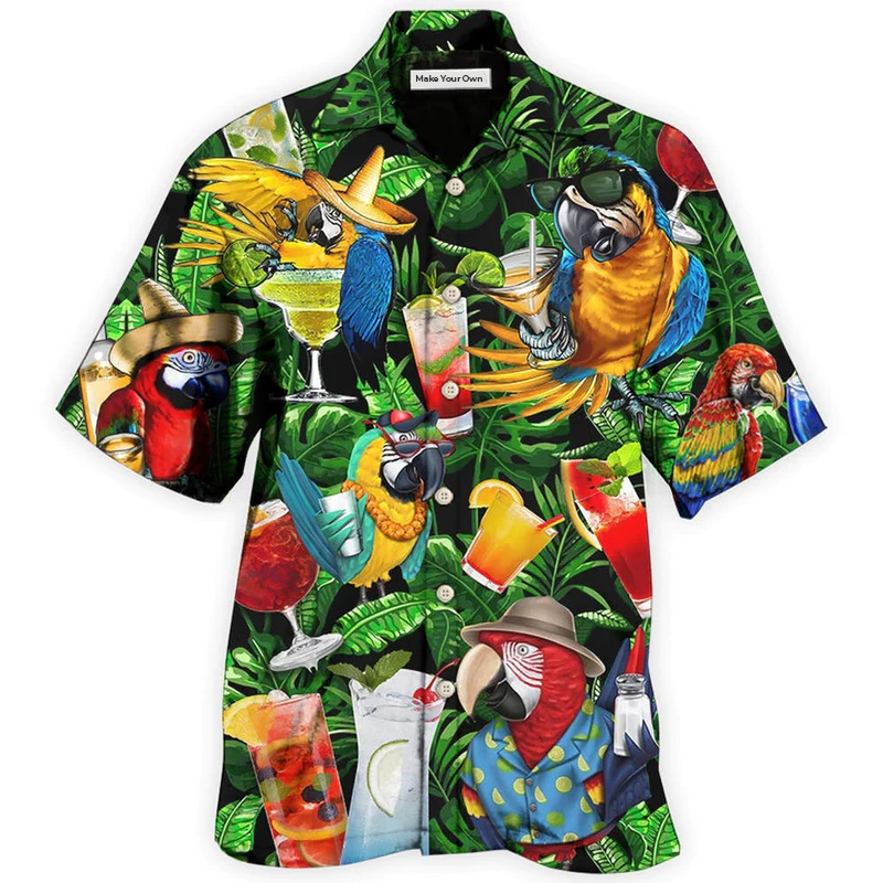 Hawaiian Shirt / Adults / S Parrot Drinking Cocktail Style - Hawaiian shirt - Reefox