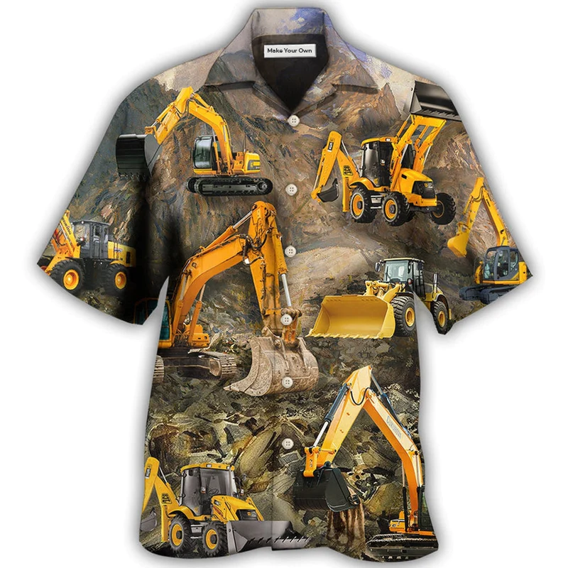 Hawaiian Shirt / Adults / S Excavator Mountain Basic Style - Hawaiian Shirt - Reefox