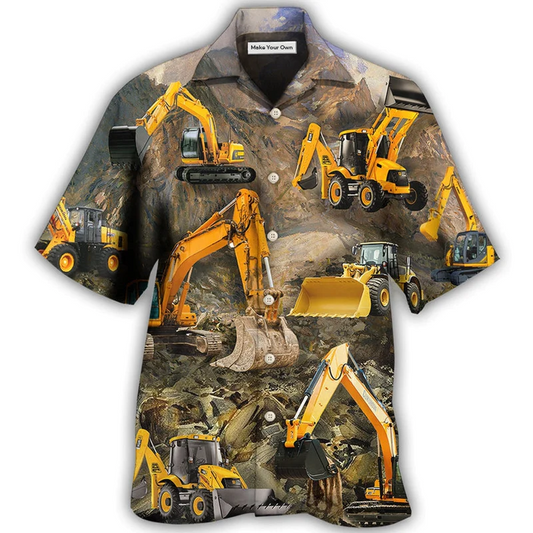 Hawaiian Shirt / Adults / S Excavator Mountain Basic Style - Hawaiian Shirt - Reefox