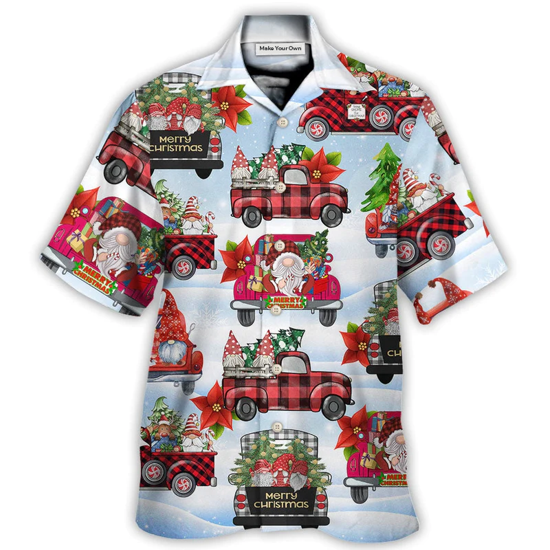 Hawaiian Shirt / Adults / S Gnome And Christmas Truck Merry Xmas - Hawaiian Shirt - Reefox