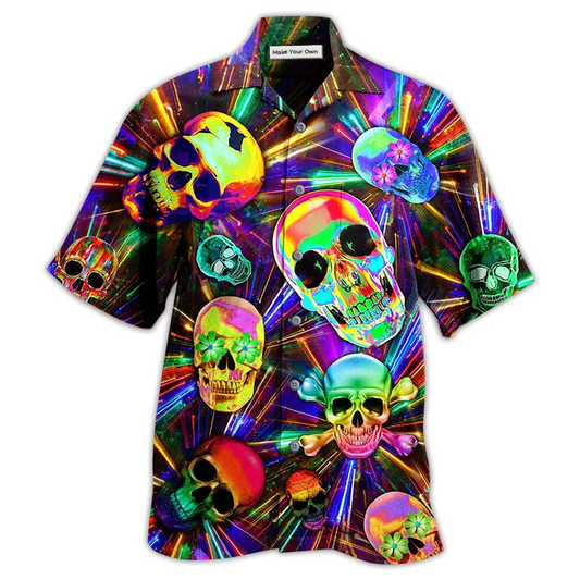 Hawaiian Shirt / Adults / S Skull Smile Happy And Fullcolor - Hawaiian Shirt - Reefox
