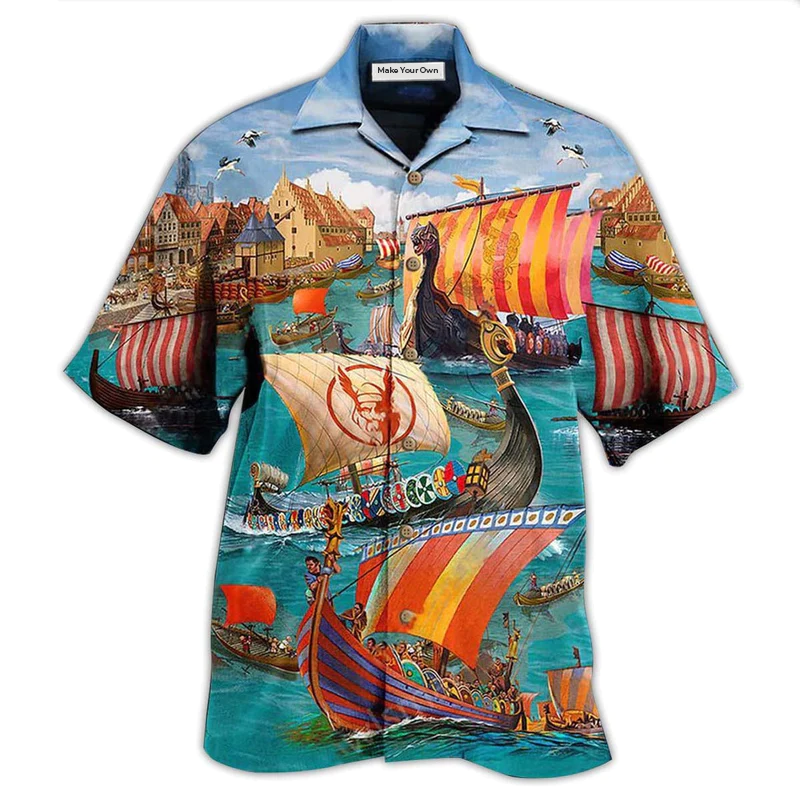 Hawaiian Shirt / Adults / S Sailing Viking Let War - Hawaiian Shirt - Reefox