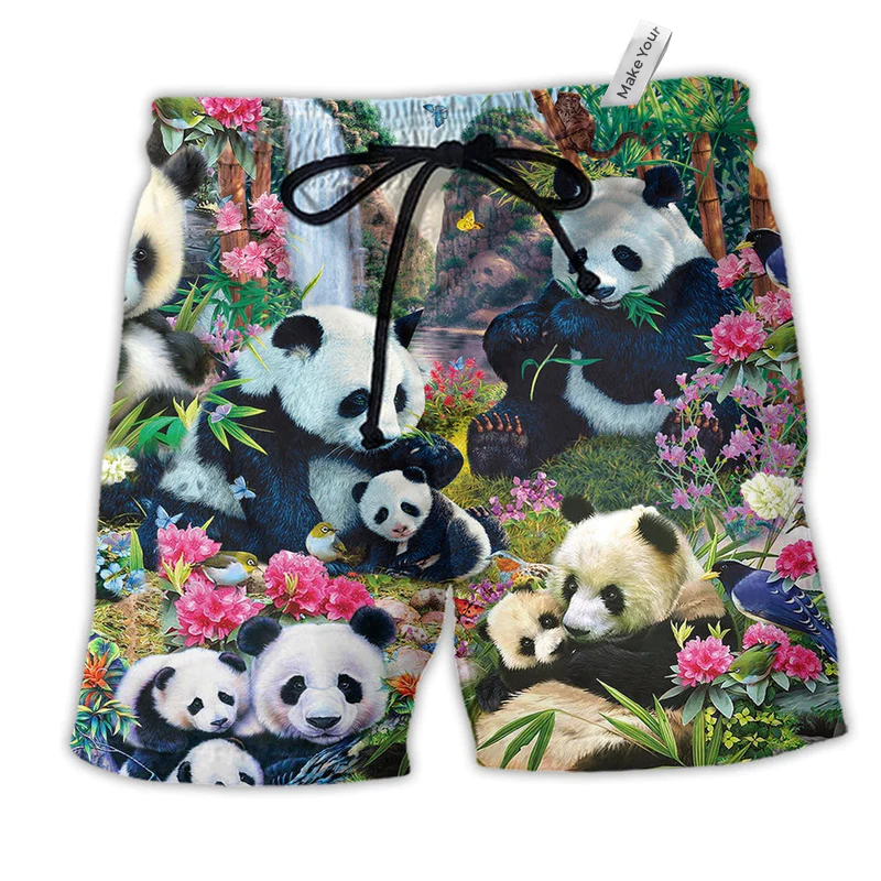 Beach Short / Adults / S Panda Keep Calm And Hug A Panda Flower - Beach Short Reefox - Owls Matrix LTD