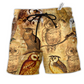 Beach Short / Adults / S Owl Retro Love Life Classic Cute Style - Beach Short Reefox - Owls Matrix LTD