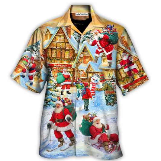Hawaiian Shirt / Adults / S Christmas Santa Claus In The Town Xmas Is Coming - Hawaiian Shirt - Reefox