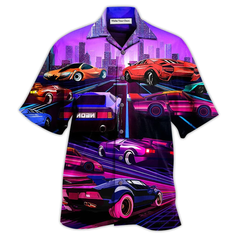 Hawaiian Shirt / Adults / S Car Modern Purple - Hawaiian Shirt - Reefox