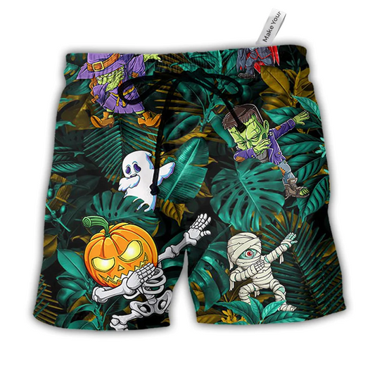 Beach Short / Adults / S Halloween Dabbing Skeleton Zombie Style - Beach Short Reefox - Owls Matrix LTD