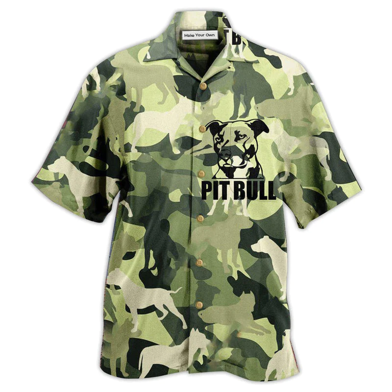 Hawaiian Shirt / Adults / S Pitbull Camouflage Style - Hawaiian Shirt - Reefox