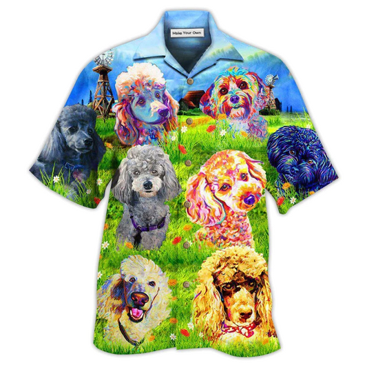 Hawaiian Shirt / Adults / S Poodle In The Beautiful Grass Field - Hawaiian Shirt - Reefox