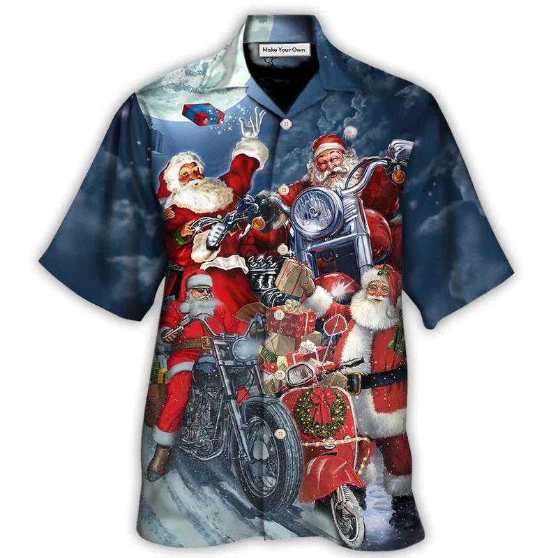 Hawaiian Shirt / Adults / S Christmas Santa I Don't Need Reindeer I Have Motorbike - Hawaiian Shirt - Reefox