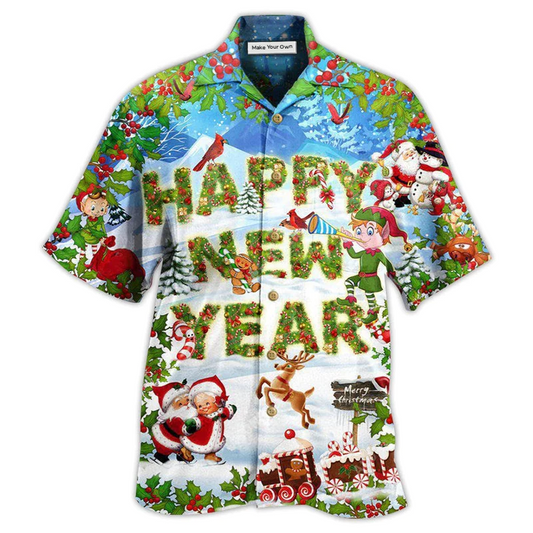 Hawaiian Shirt / Adults / S Christmas Happy New Year Snow Merry Christmas - Hawaiian Shirt - Reefox
