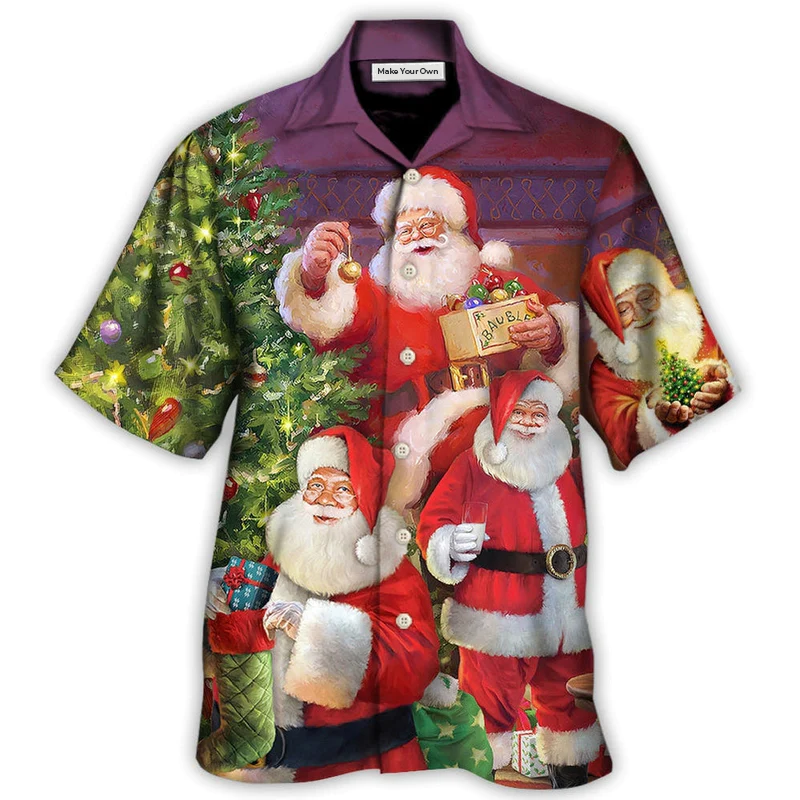 Hawaiian Shirt / Adults / S Christmas Funny Santa Claus Gift For Xmas So Happy - Hawaiian Shirt - Reefox