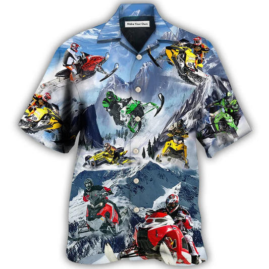 Snowmobile Life Style With Ice Mountain - Hawaiian Shirt - Reefox